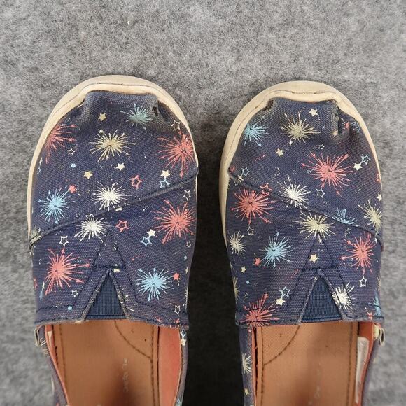 Toms Shoes Kids 3 Slip On Loafer Flats Casual Canvas Sneaker Fireworks Blue - Picture 7 of 11